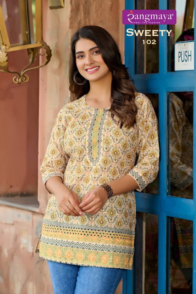 Sweety By Rangmaya Printed Ladies Short Top Wholesale Market In Surat
